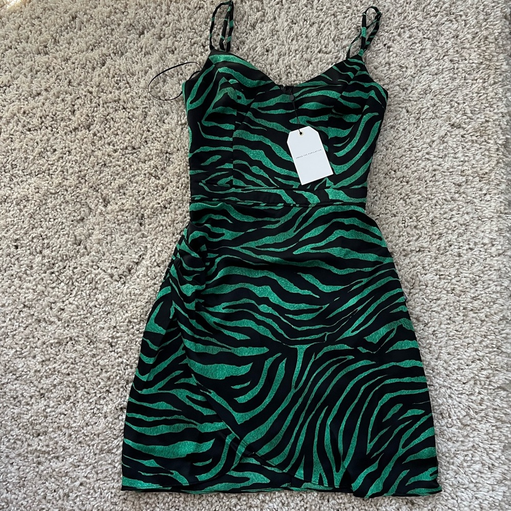 Dress the Population Brielle Zebra Print Mini Dress, Size XXS, NWT - Picture 4 of 11